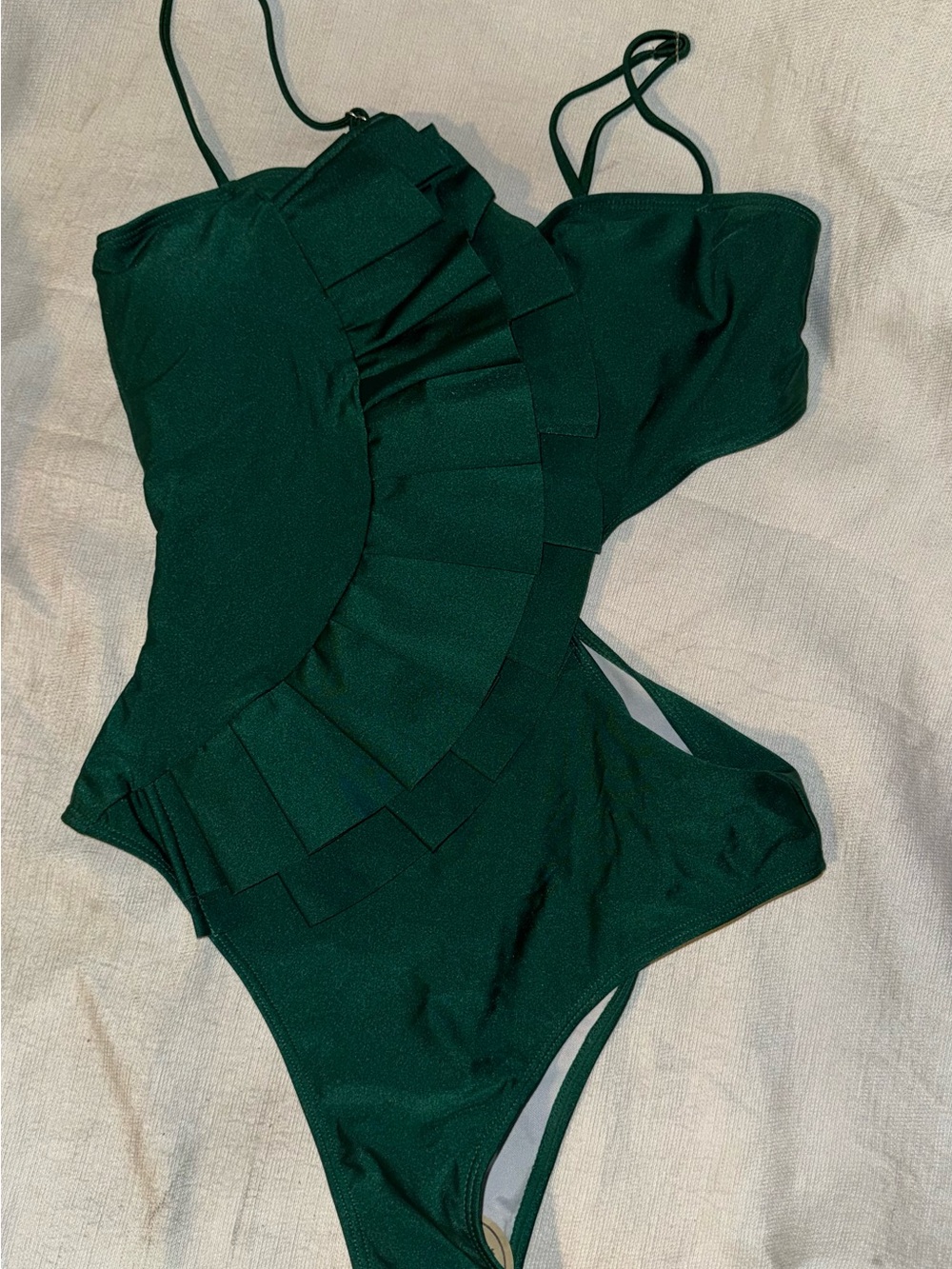 Sporlike - Green Ruffle One-Piece Swimsuit - Size Large - Picture 3 of 7